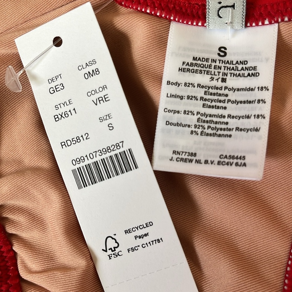 J. Crew Red Square Neck Classic Casual Sporty Athletic Bikini Swimsuit Top - Picture 6 of 6